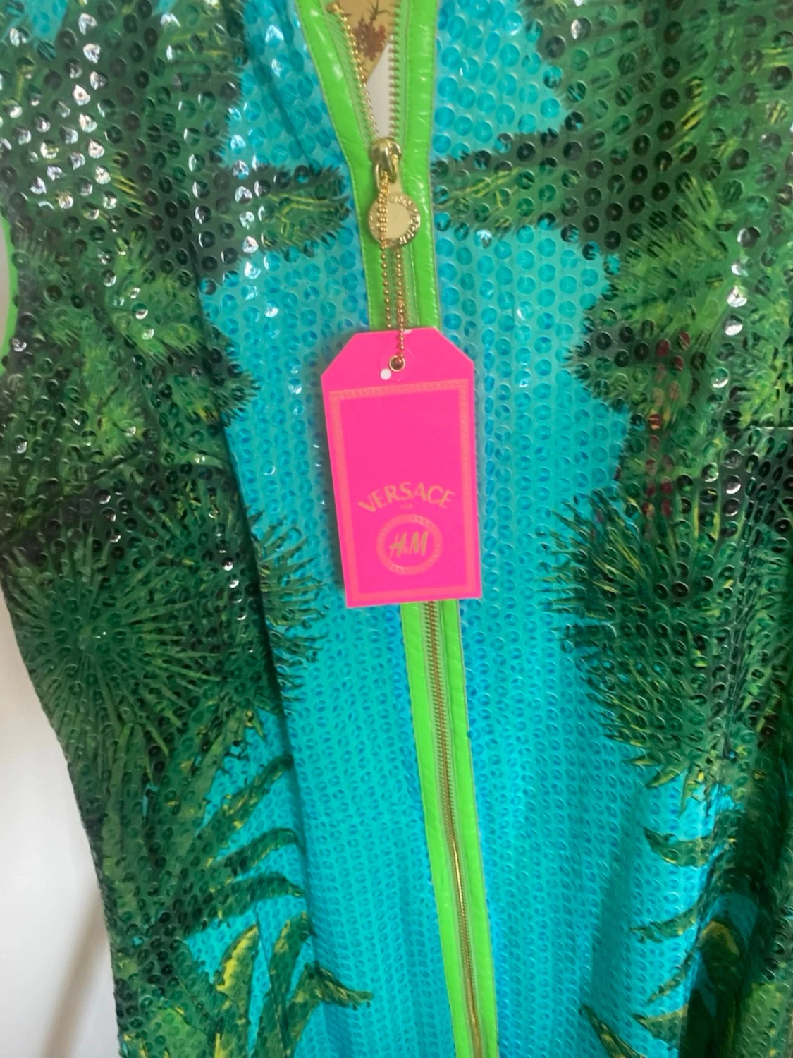 Versace for H&M grön leopardklänning 36/S ny med klädpåse - 2
