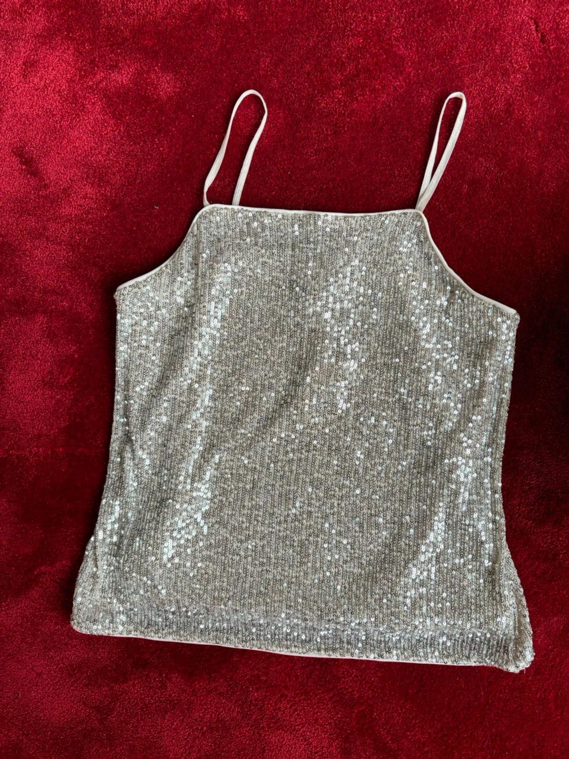 Glittrig silver linnetopp med paljetter - 1