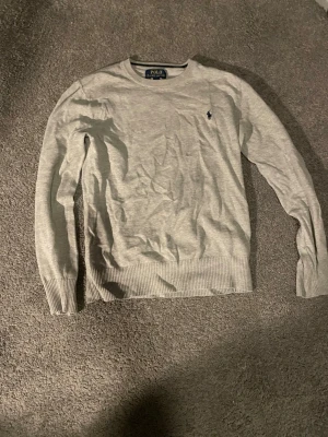 Ljusgrå tröja från Polo Ralph Lauren - Snygg ljusgrå tröja från Polo Ralph Lauren med rund halsringning och diskret broderad logga på bröstet. Tröjan har långa ärmar och ribbade muddar vid ärmslut och nederkant. Perfekt för en clean och stilren look.