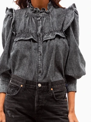 Isabel Marant blus - Grå skjorta i denim med volangdetaljer från isabel marant . Skjortan har puffiga långärmar. Superfin i storlek 34. Knappt använd. 