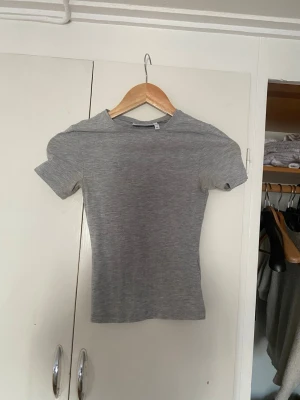Grå t-shirt från Weekday - En tight grå t-shirt från Weekday i storlek XS. Se bild 3 för defekt, missfärgning vid armhålorna, någonting som knappt syns. 