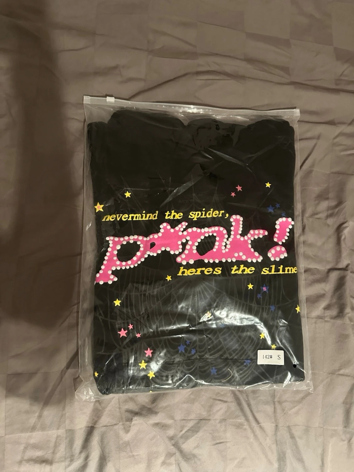 Svart Sp5der hoodie med färgglatt tryck