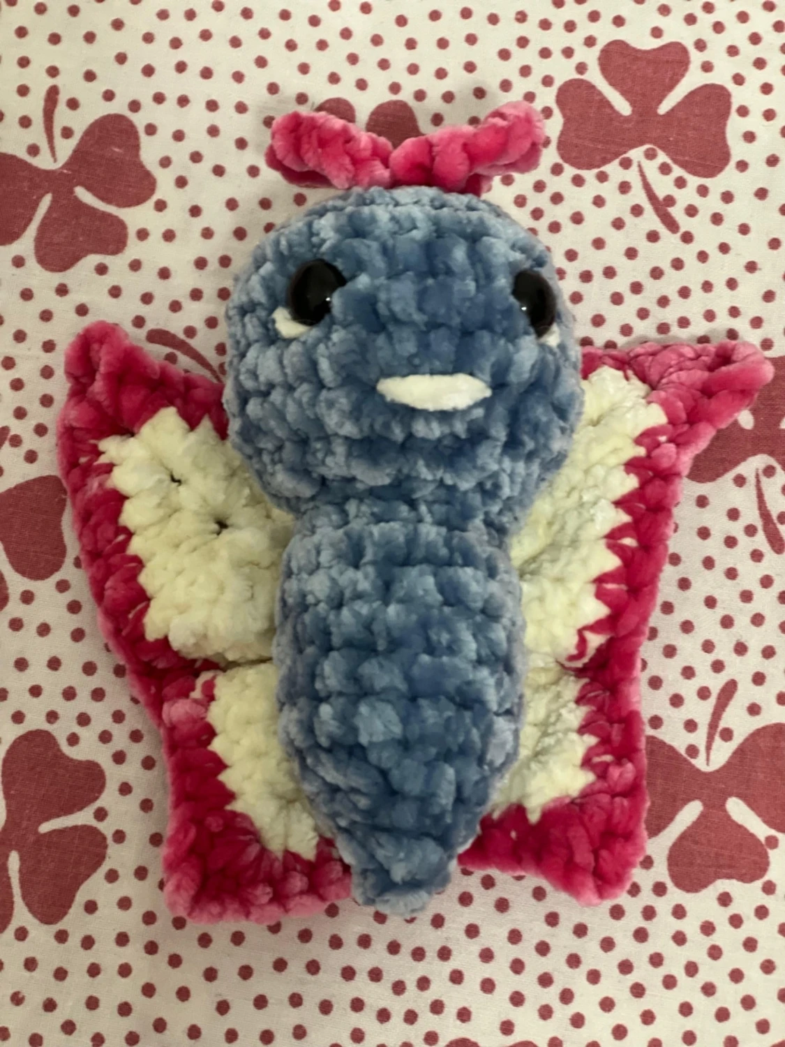 Handvirkad blå och rosa drake - 6