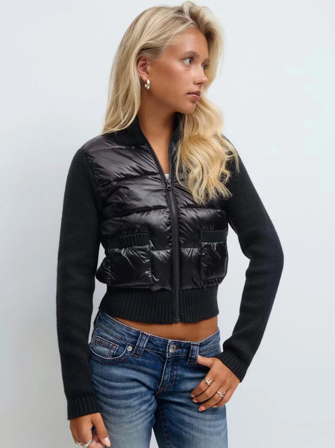 Rib puffer jacket från Gina