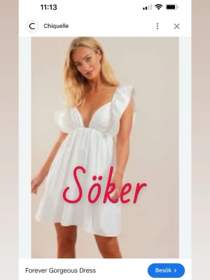 Vit kortklänning från Chiquelle - Söker! I storlek S,M är villig att betala bra såklart🥰