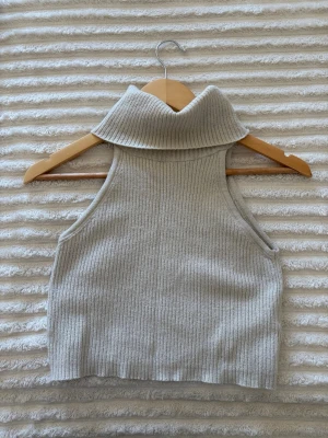 Beige ribbad polotopp från NAKD - Säljer en beige ribbad polotopp från NAKD. Toppen är ärmlös med hög polokrage och har en mjuk, stickad känsla.