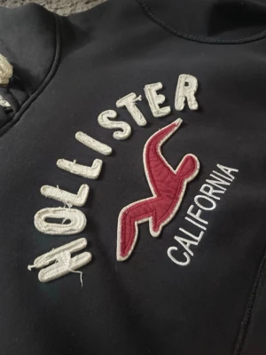 Hollister Huddi  - Snygg Hollister huddi! Väldigt unik och cool design! Den passar M-L. Inga större skador förutom ett litet hack som man kan se på sista bilden, hör av er vid funderingar! 