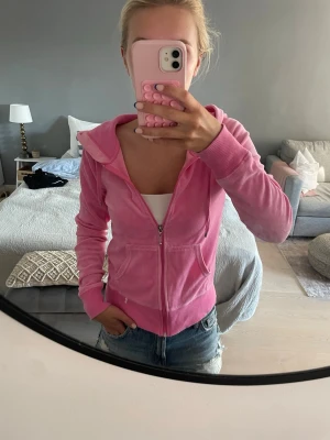 Rosa zip hoodie med huva XS - Rosa zip hoodie 