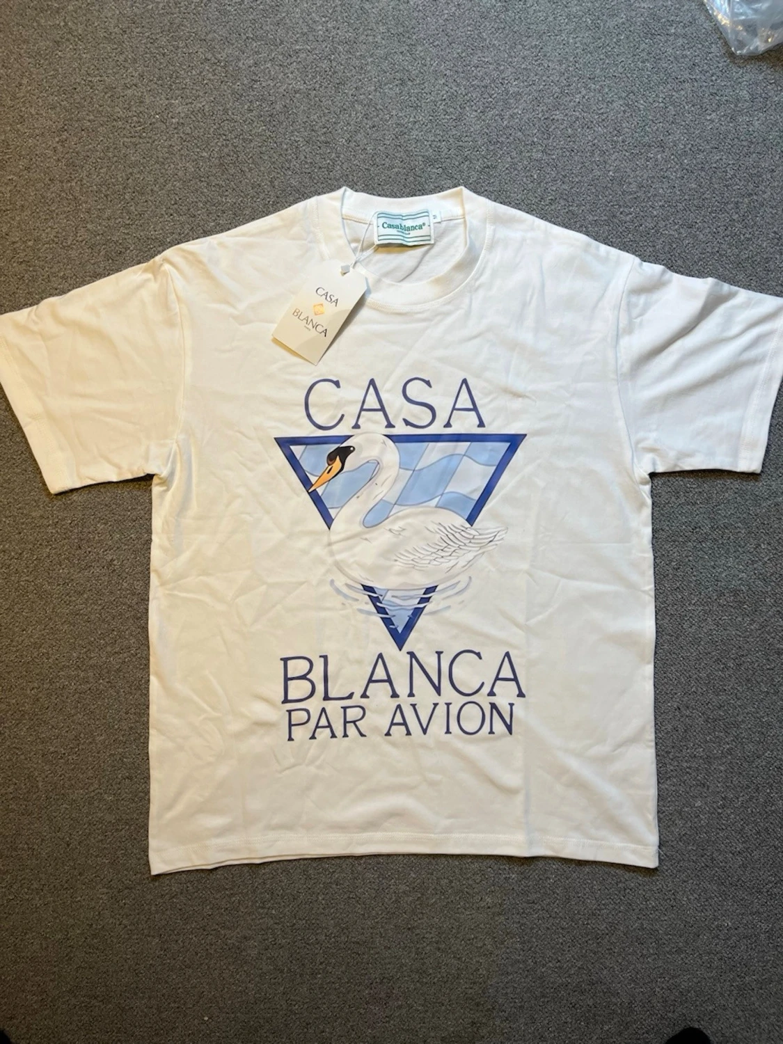 Vit Casa Blanca t-shirt med svanmotiv