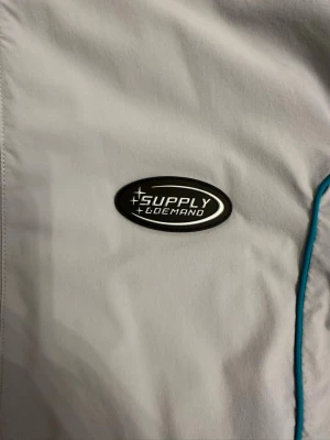 Grå vindjacka Supply & Demand - Snygg grå vindjacka från Supply & Demand med turkosa detaljer och logotyp på bröstet. Jackan har en modern passform och är tillverkad i ett lätt material som passar perfekt för blåsiga dagar. Innerfodret är turkost och jackan har dragkedja framtill. Köpt för 750
