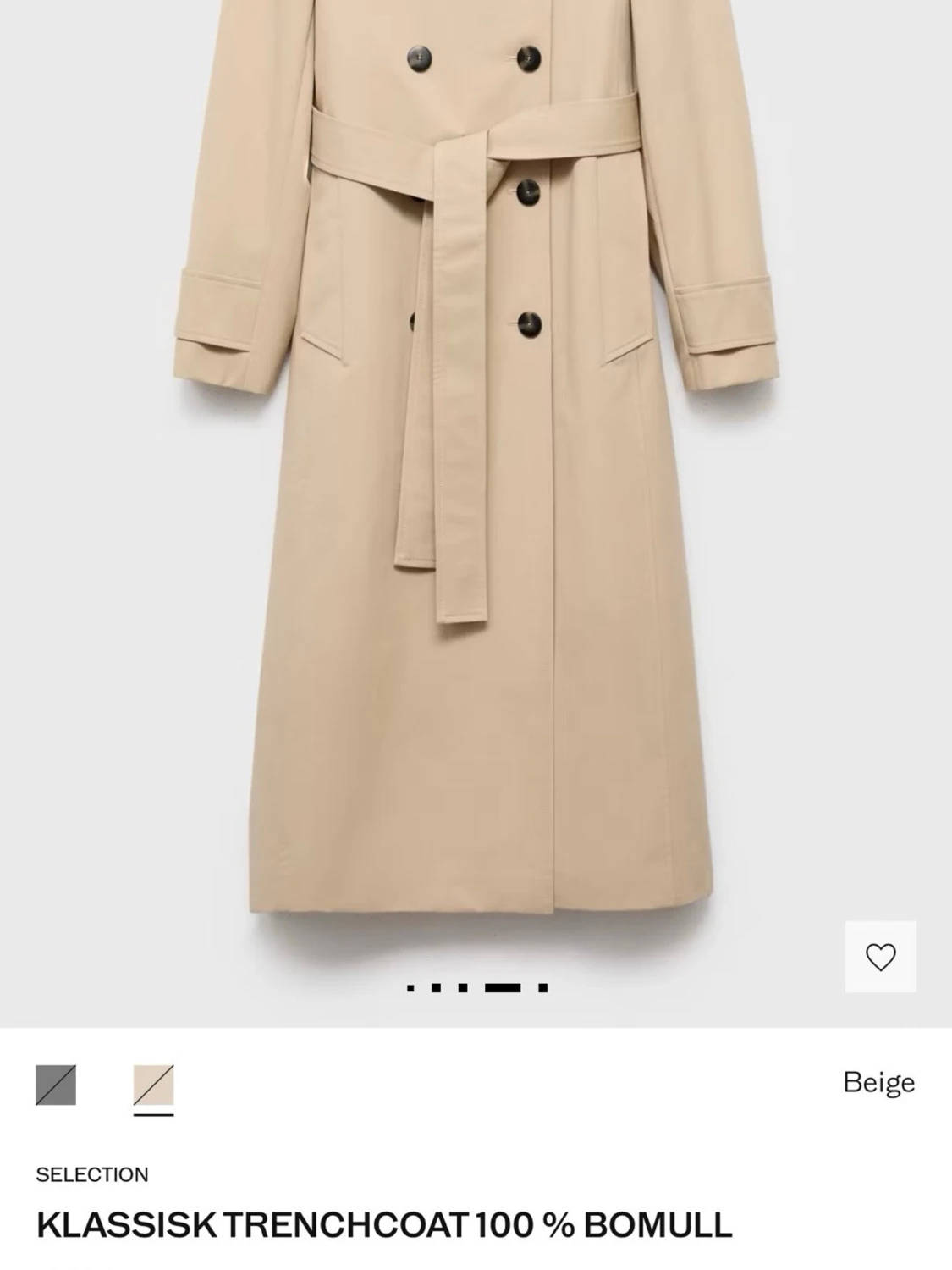 Beige klassisk trenchcoat bomull- oanvänd  - 1