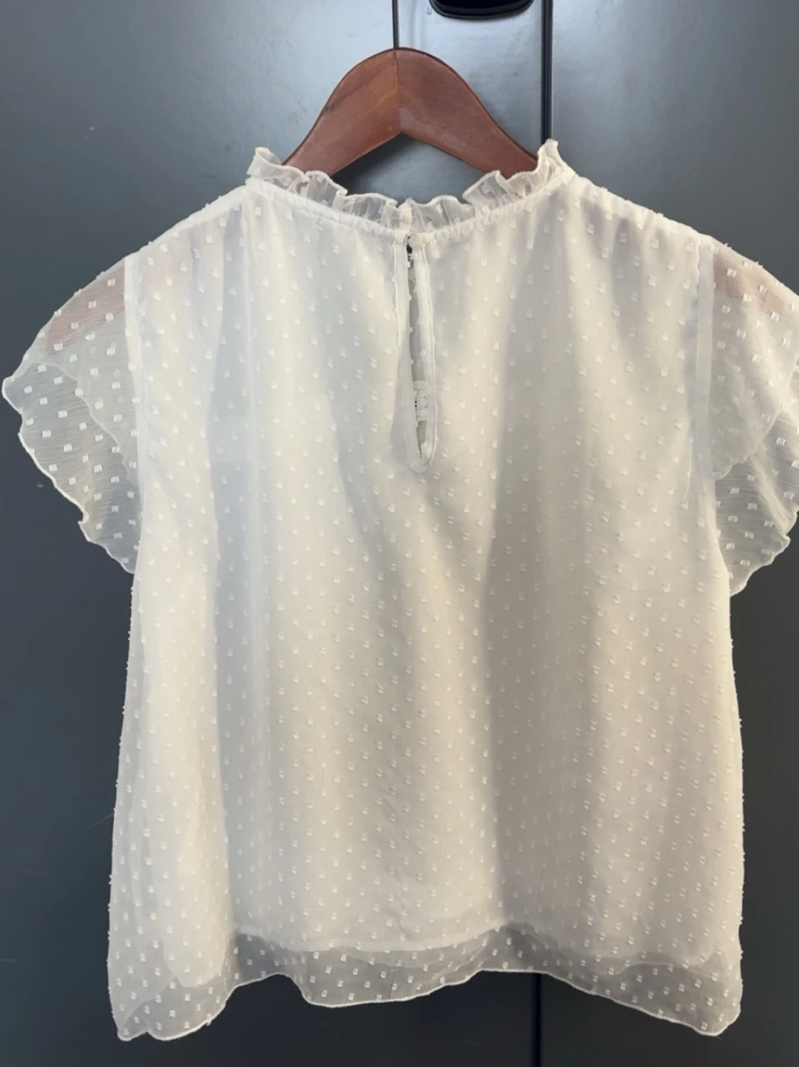 Vit transparent blus med volangärm - 1