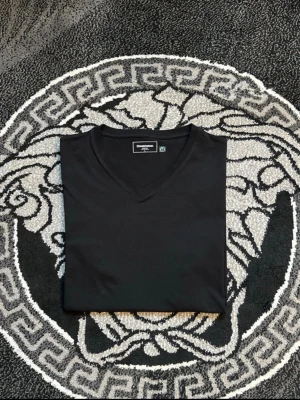 Svart v-ringad t-shirt Dressmann - En stilren svart t-shirt från Dressmann med v-ringad hals och korta ärmar. Tillverkad i mjuk bomull som känns skön mot huden. Perfekt basplagg för alla tillfällen och enkel att matcha med andra plagg.