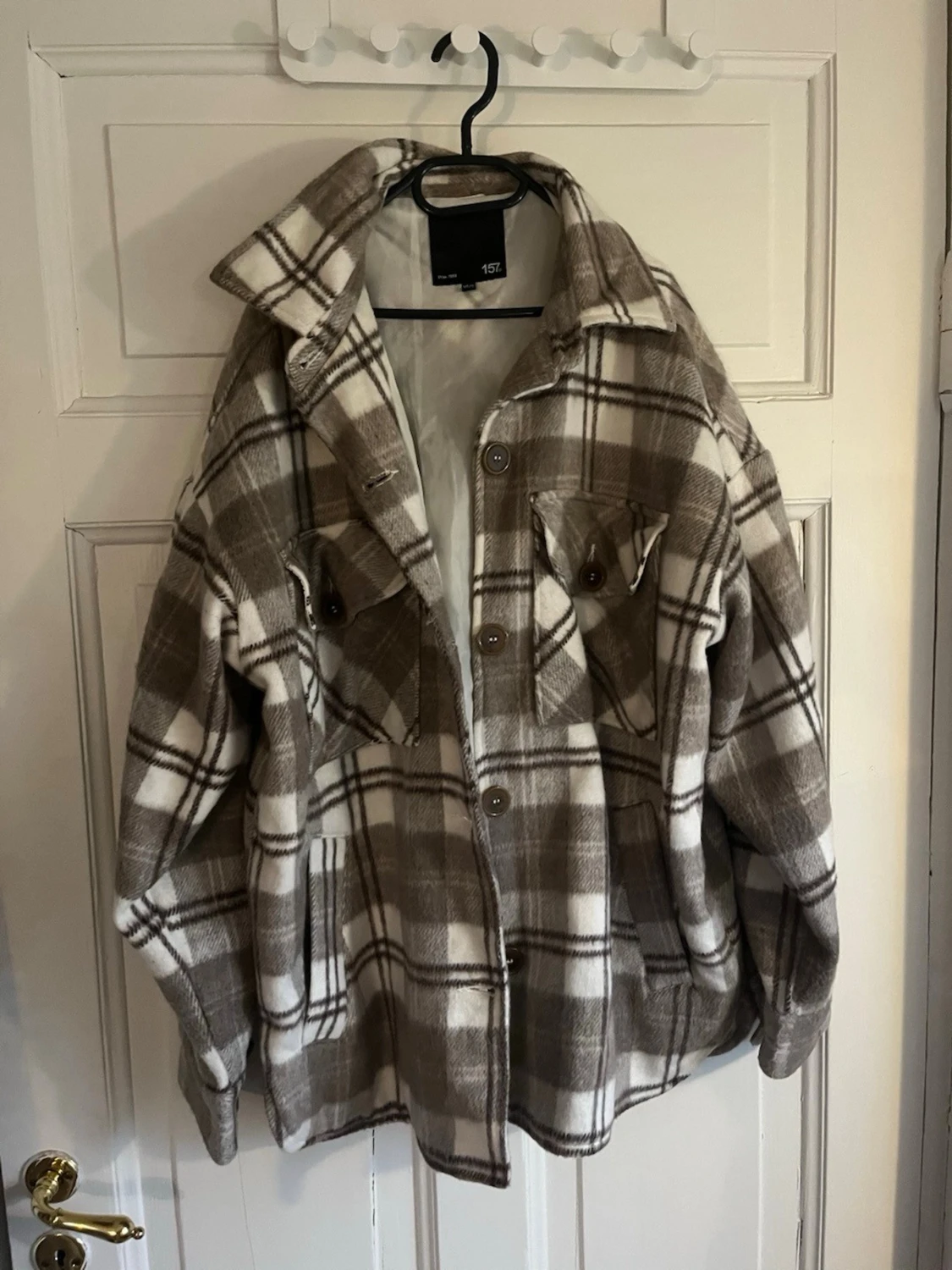 Rutig beige och vit kappa från H&M - 1