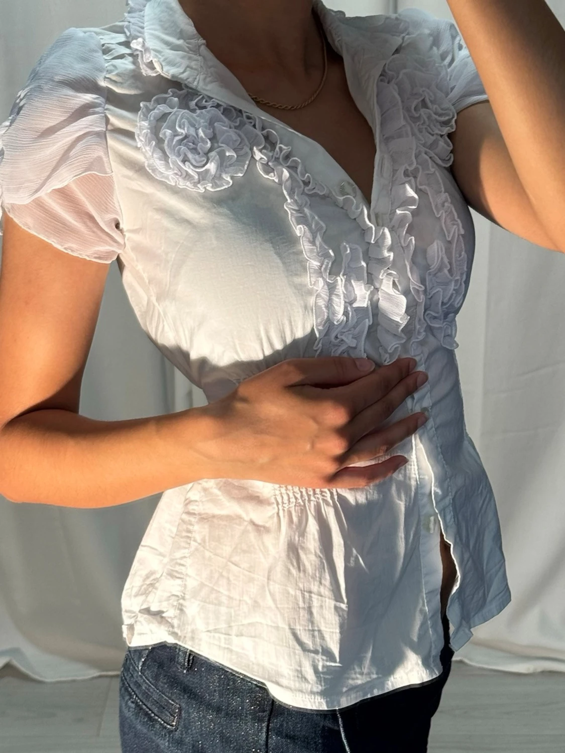 Vit vintage blus  - 3