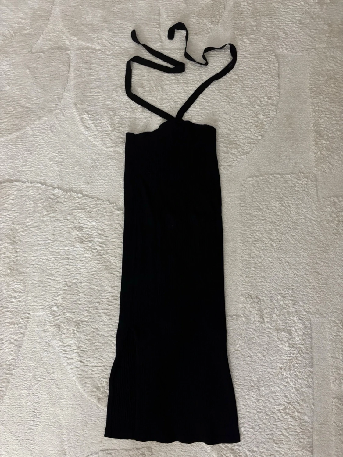 Svart ribbad långkjol med snörning