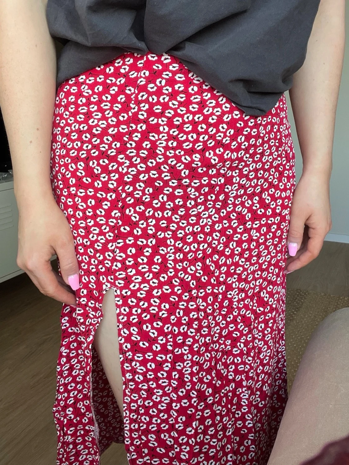 Blommig långkjol med slits och dragkedja- stl M, mycket bra skick - 4