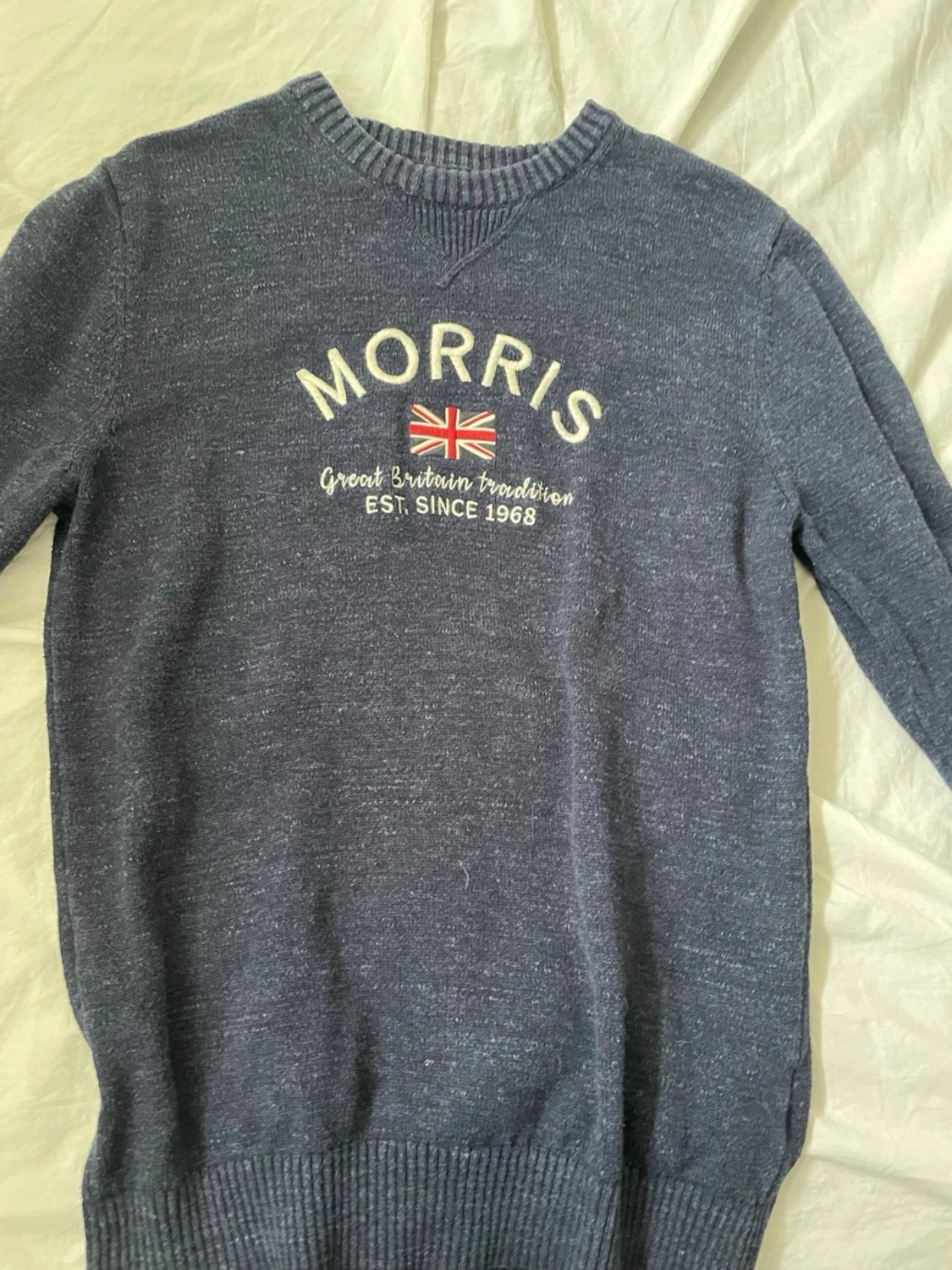 Blå stickad tröja från Morris