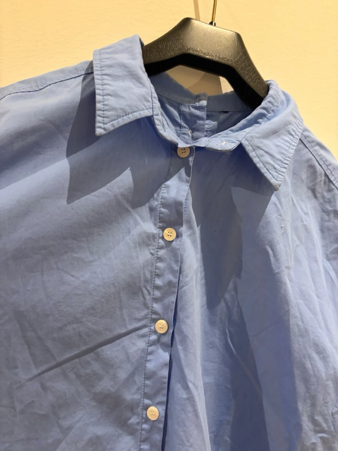 Blå oversized blus med stor krage - 2