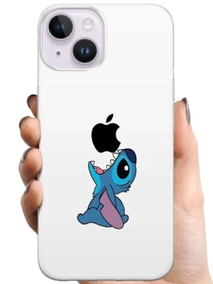 Vitt mobilskal med Stitch-motiv - Snyggt vitt mobilskal med en färgglad Stitch-figur som gapar mot Apple-loggan. Skalet är gjort i tålig plast och har en slimmad design som skyddar mobilen utan att kännas klumpig. Perfekt för dig som gillar Disney och vill ha ett unikt skal till din iPhone.