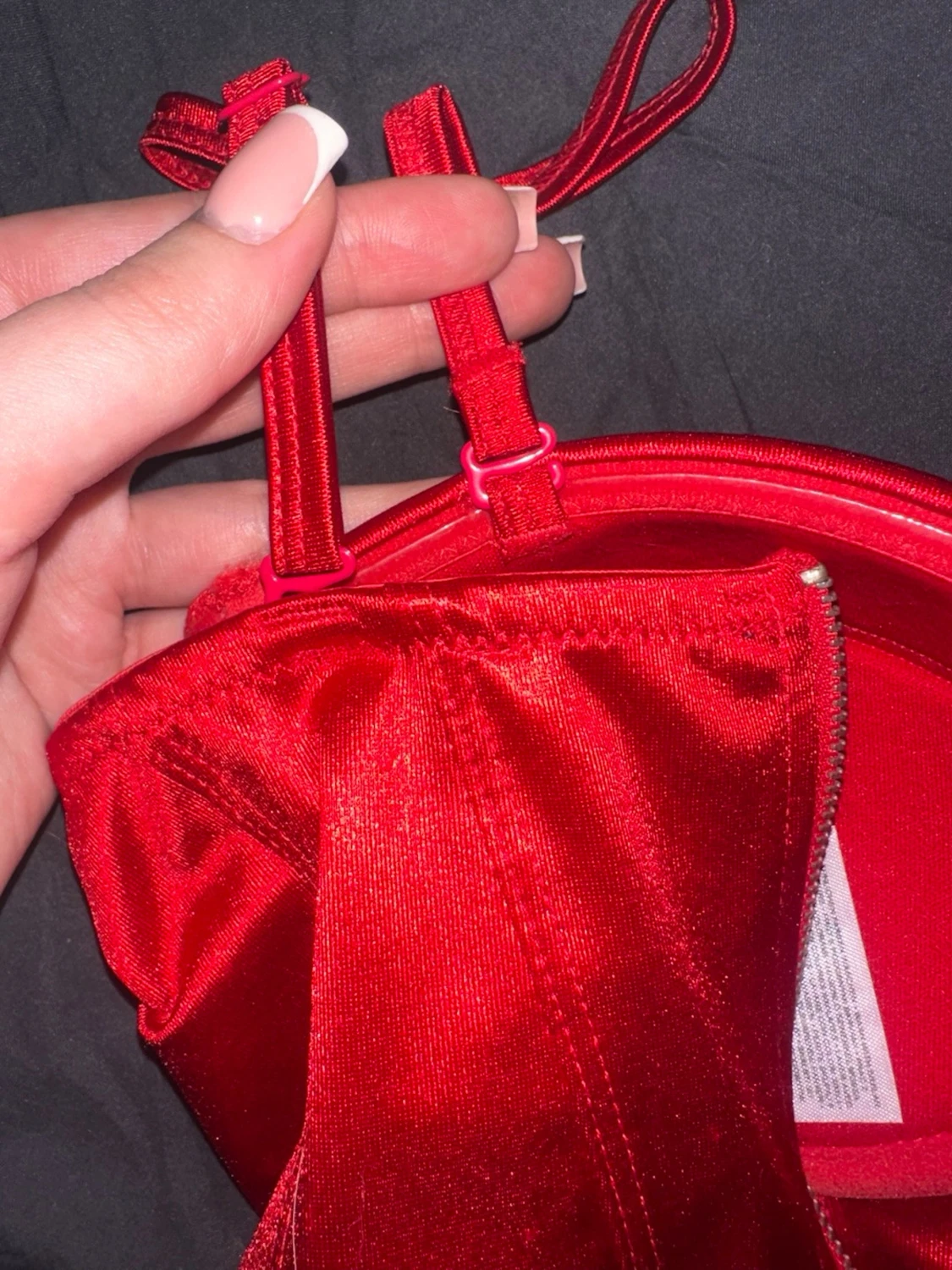 Röd korsettopp med dragkedja - 4