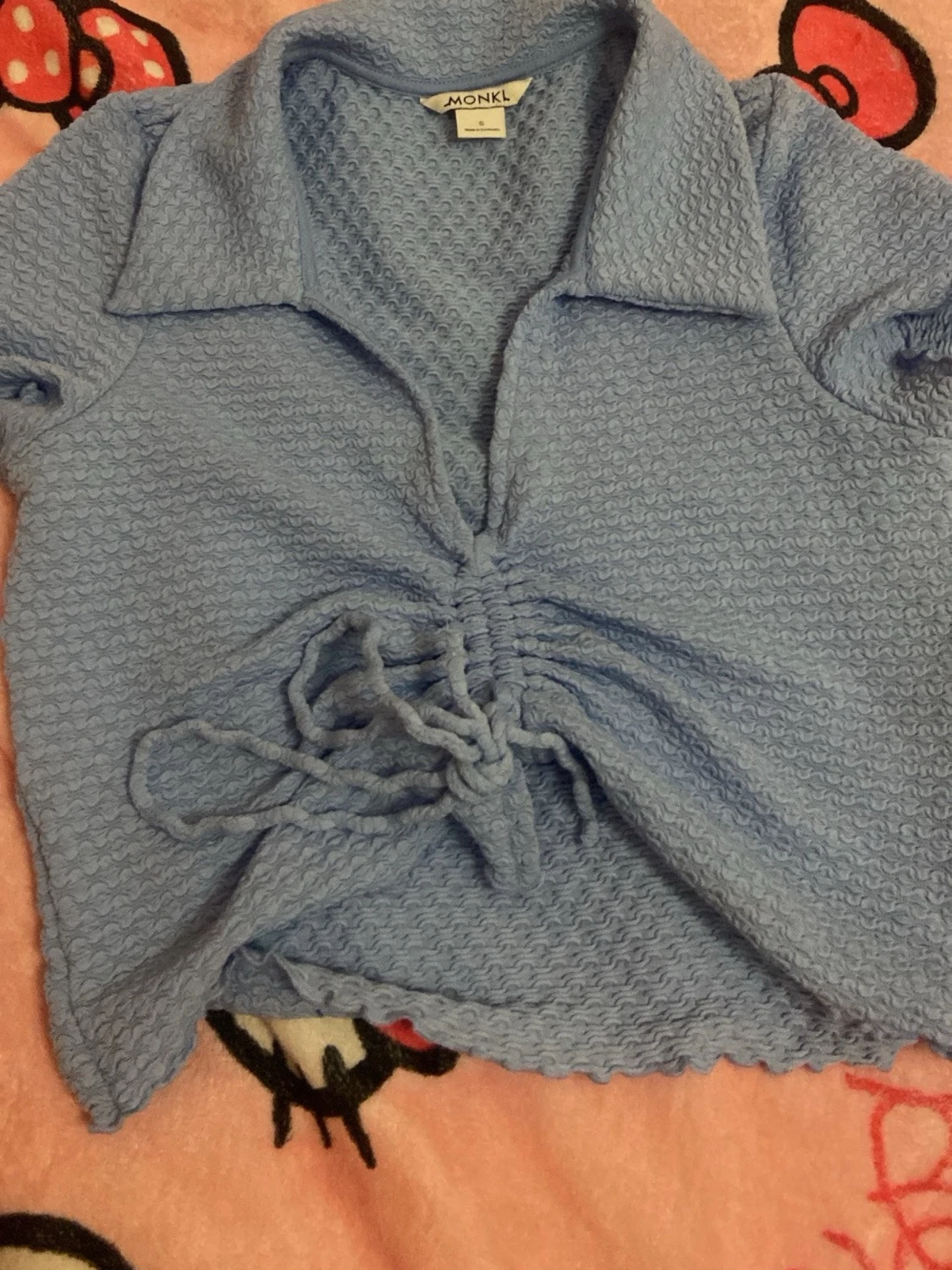 Blå ribbad topp med snörning Monki - 1