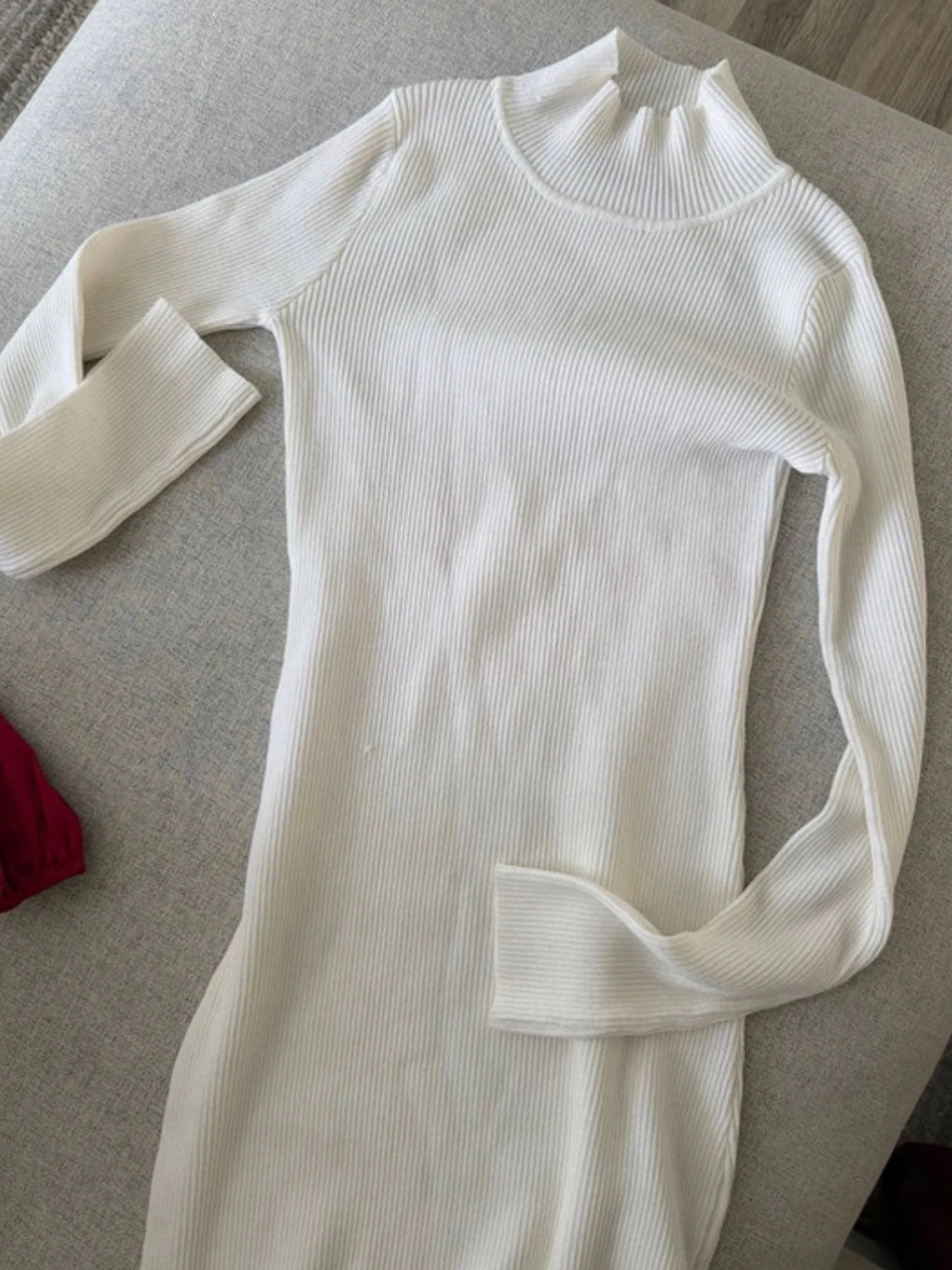 Vit ribbad långklänning - 2