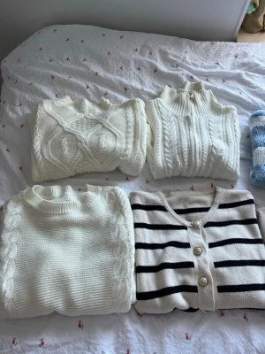7 tröjor för 180kr - Säljer 7 stickade tröjor/koftor från diverse olika märken som NA-KD, Missguided och Shein för 180kr totalt🤍  fler bilder på tröjorna kan skickas 🫶🏼 pris kan diskuteras vid snabb affär 