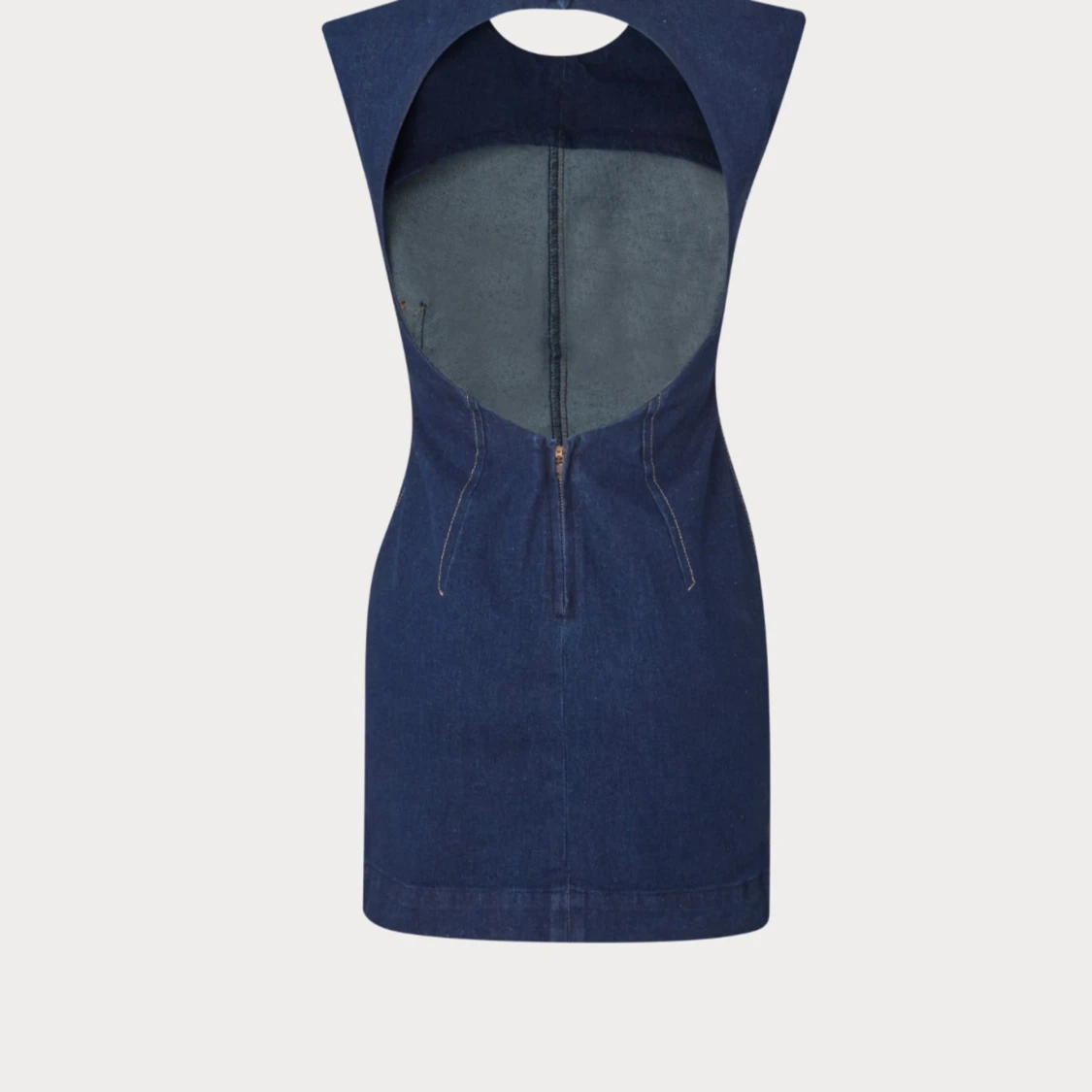 Mörkblå klänning med öppen rygg - 91