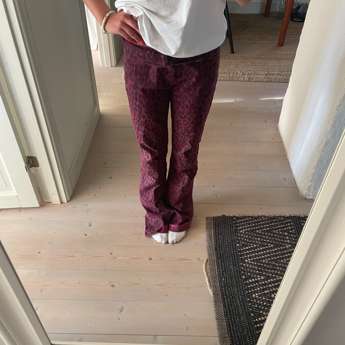 Röda leopard jeans - 92