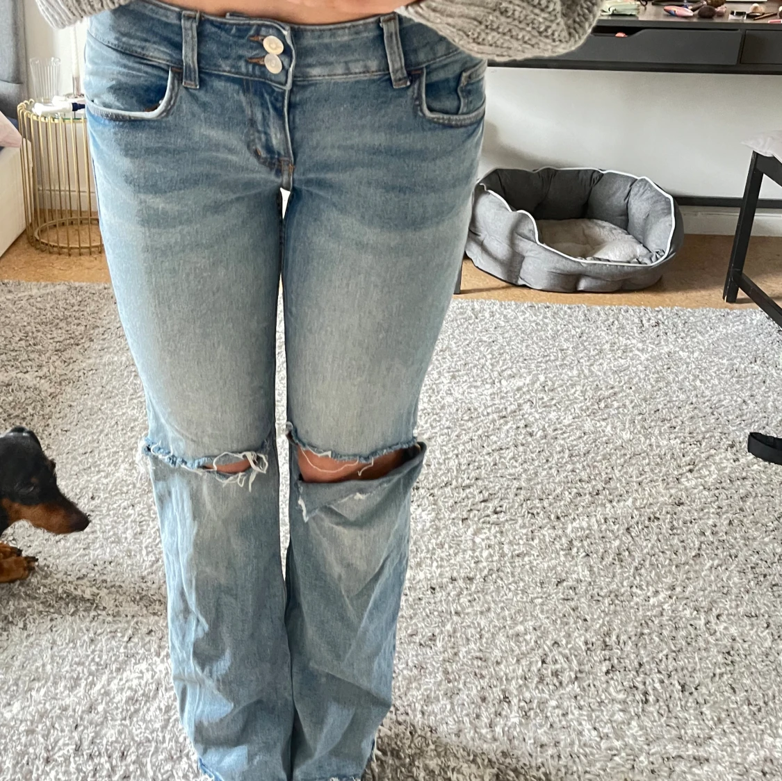 Low waist bootcut med knappfickor - 90