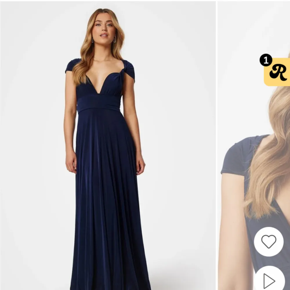 TRYCK INTE PÅ KÖP En blå balklänning från bubbelroom som aldrig använts. Säljer pga att jag funderar på en annan klänning. Jättefin klänning som går att knytas på en flera olika sätt så som man vill ha det. Köpte den för 1300 men pris kan diskuteras. Klänningar.