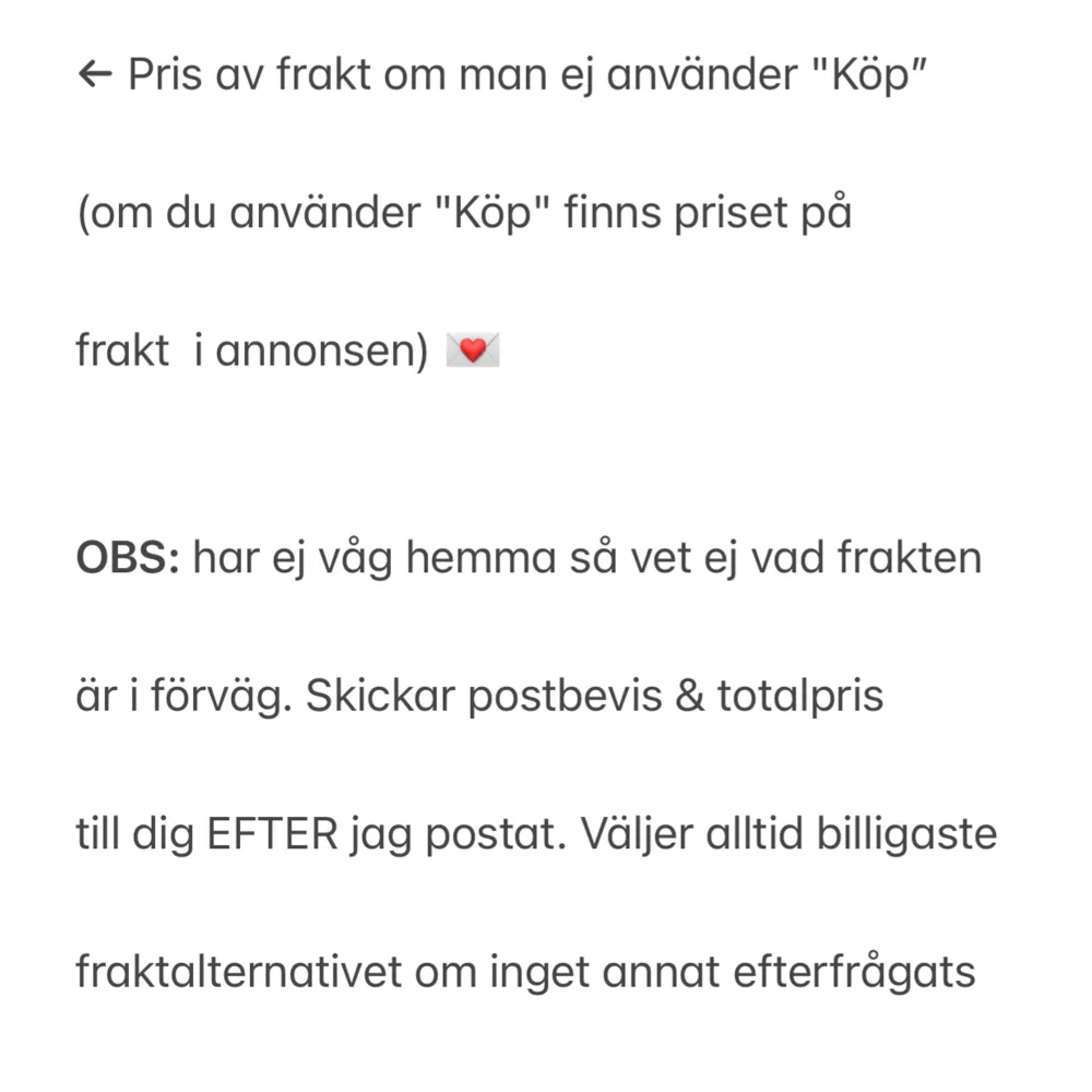 Pris av frakt om man EJ använder ”köp nu”. Om du använder ”köp nu” står priset av frakten i annonsen 💌 OBS: har ej våg hemma så vet ej vad frakten är i förväg. Skickar postbevis & totalpris EFTER jag postat 💌  . Jackor.