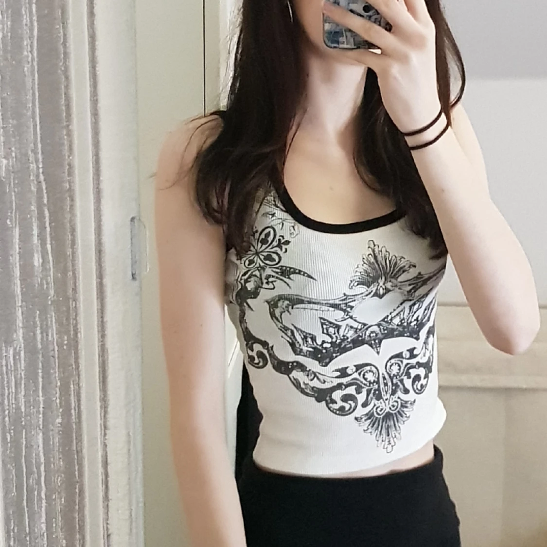 Vitt linne med tryck - 90