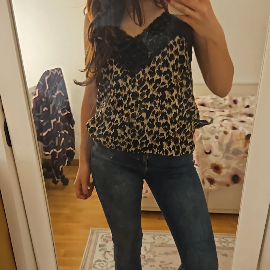 Leopard linne med spets - 91