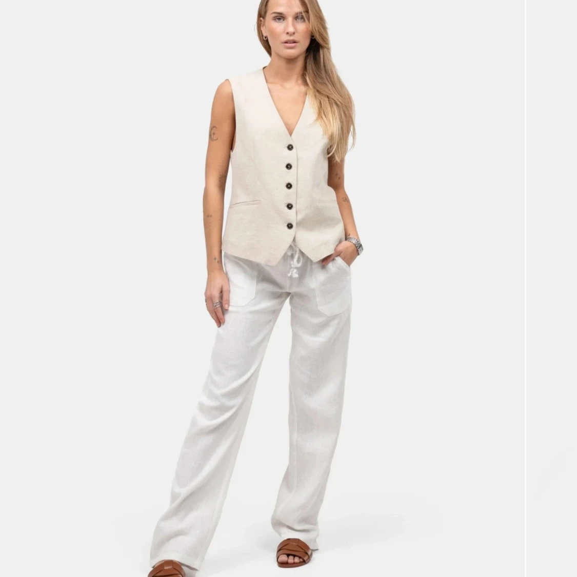 lågmidjade linnebyxor