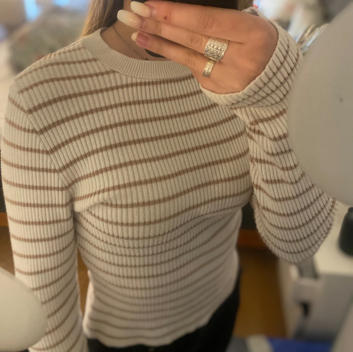 Ribbad, randig tröja  - 90