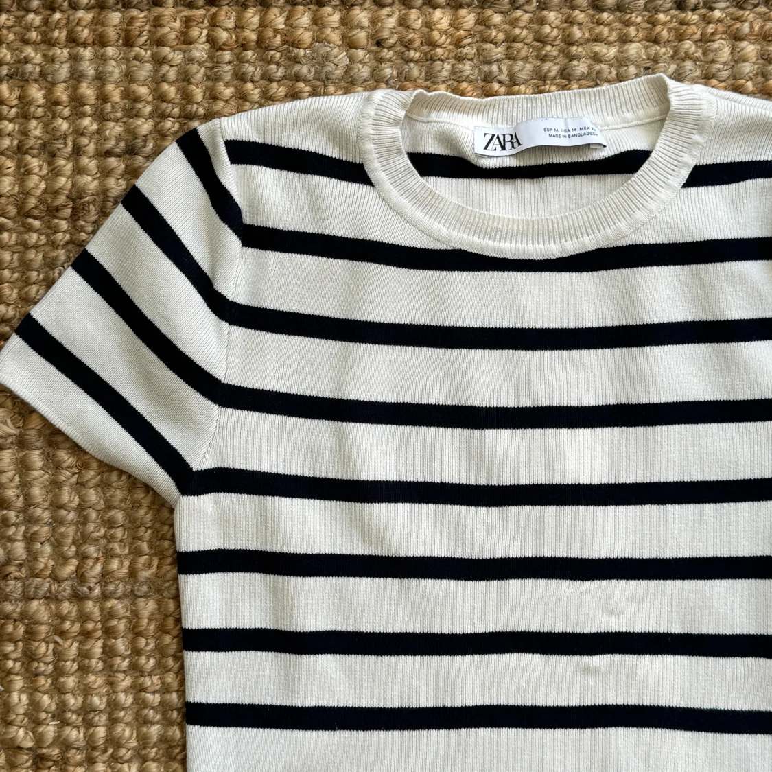 Zara Randig Croppad Knit T-Shirt - 91