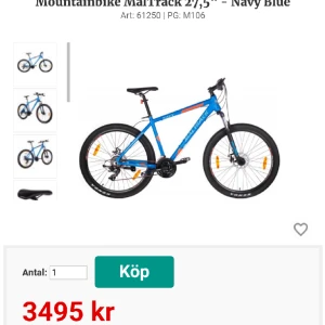 Maltrack MTB track navy 27'5" - Nypris 3500:-. Sonen tyckte den var för liten, 27,5".