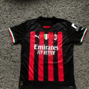Milan tröja  - Milans hemmatröja från 2022/2023 sässongen. Tröjan är äkta och helt oanvänd. Lapparna sitter till och med kvar. Haft tröjan som ett minne i mitt rum men nu bestämt mig för att sälja den. Hör av dig vid intresse! 