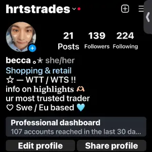 I only use Instagram for trading / selling :) so please follow me there if you’re interested 