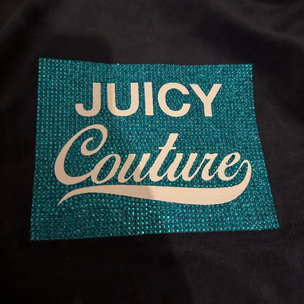Kortärmad tröja från juicy couture med rhinestones där bak, aldrig använd🩵Köpt för 750kr!. Hoodies.