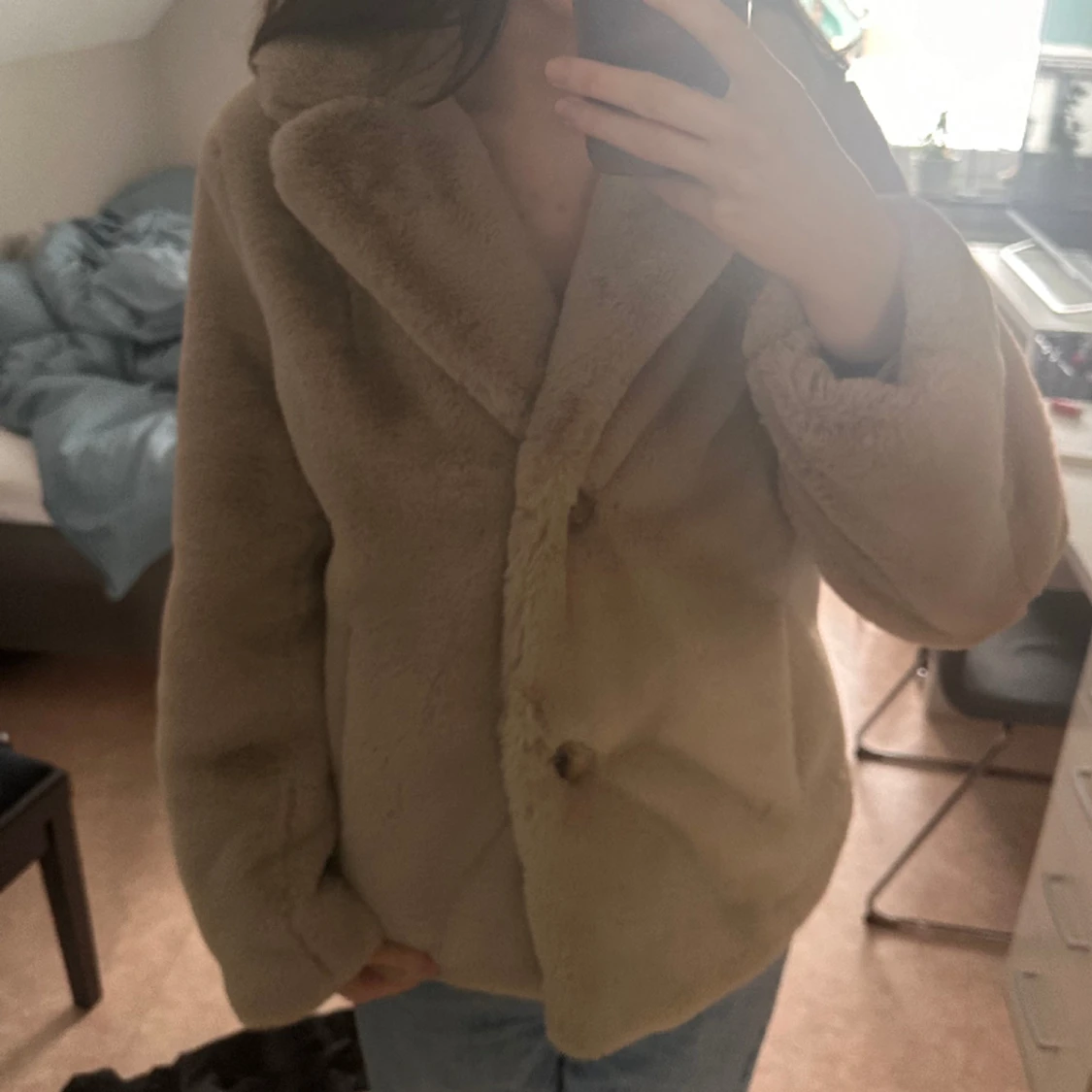 Fluggig fejk-pälsjacka - 91