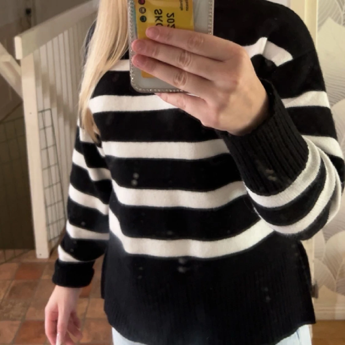 Randig stickad tröja - 90