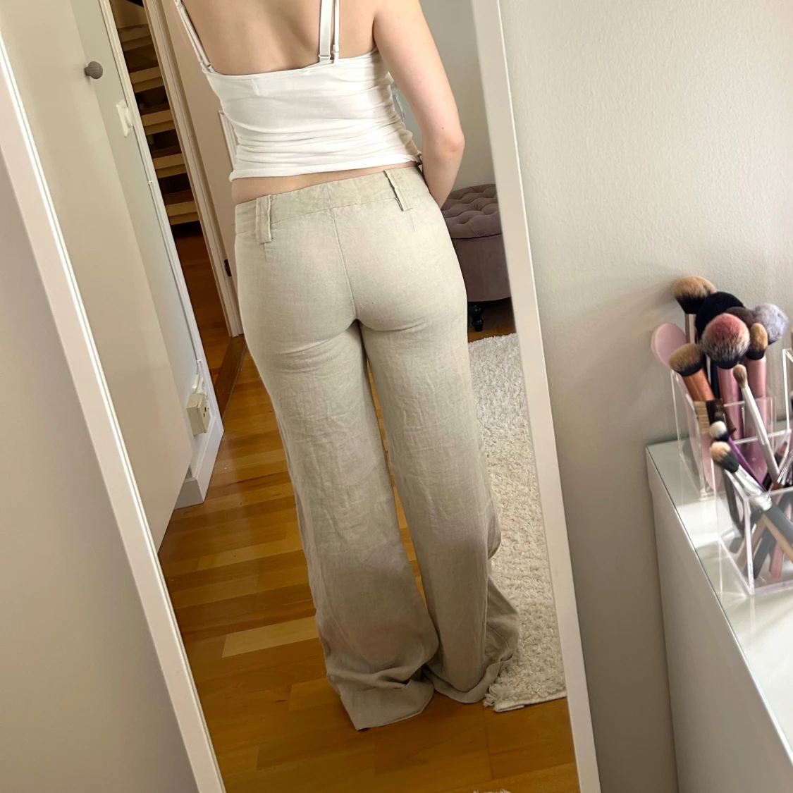 Beiga linnebyxor med låg midja - 2