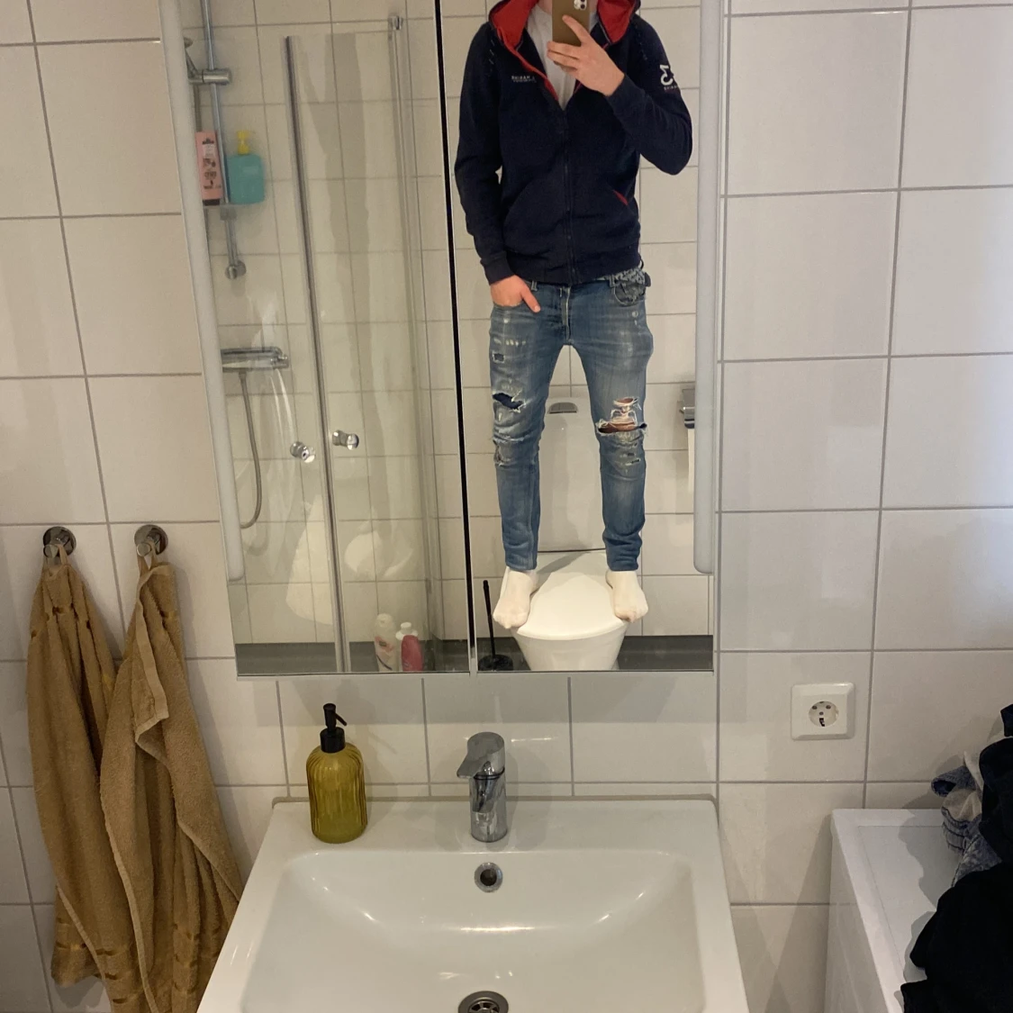 Marinblå fleecejacka race marine - 1