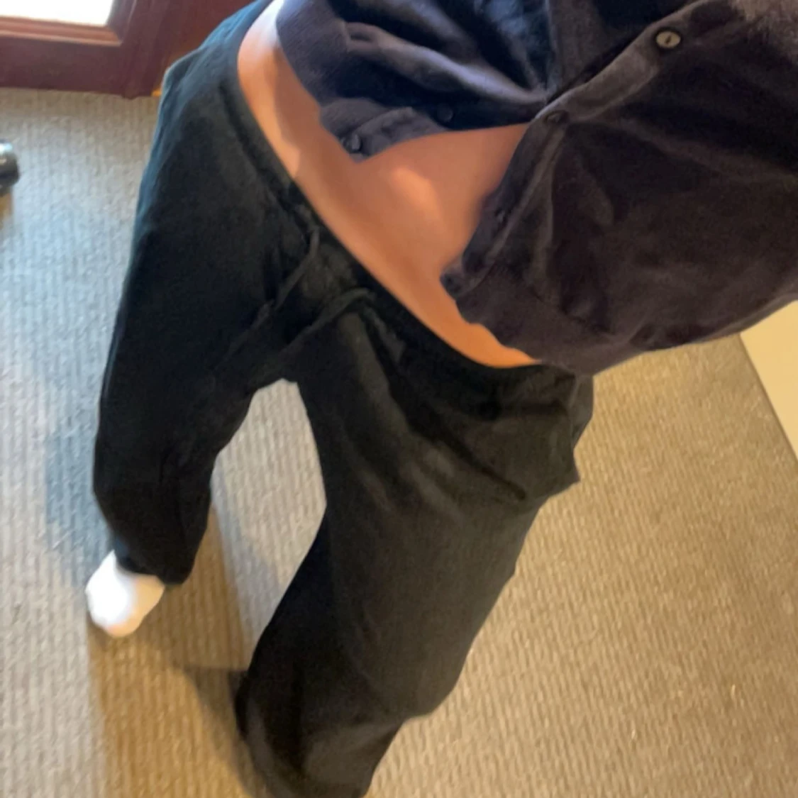 Svarta låga linnebyxor - 1