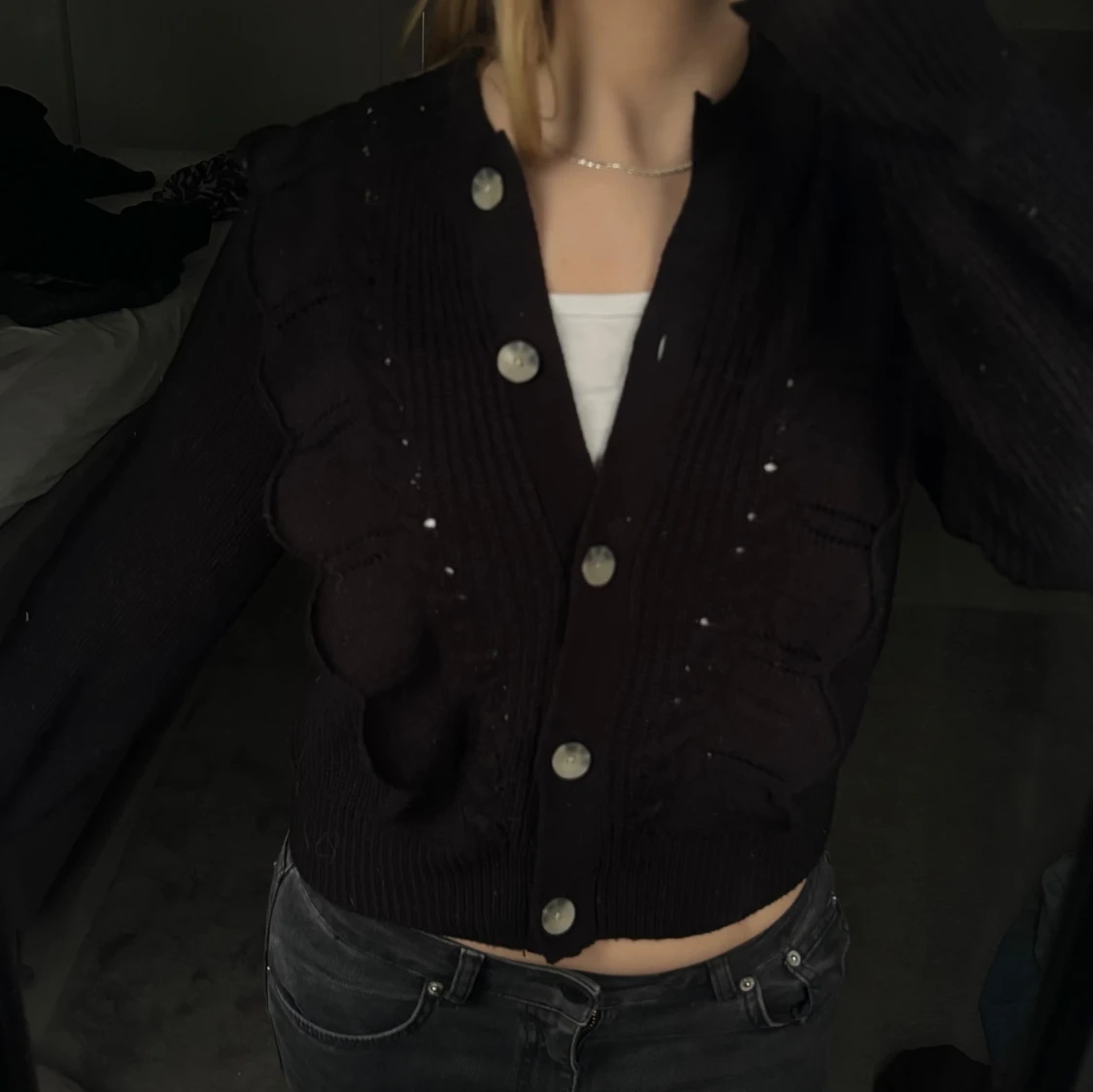 Svart kofta med knappar - 1
