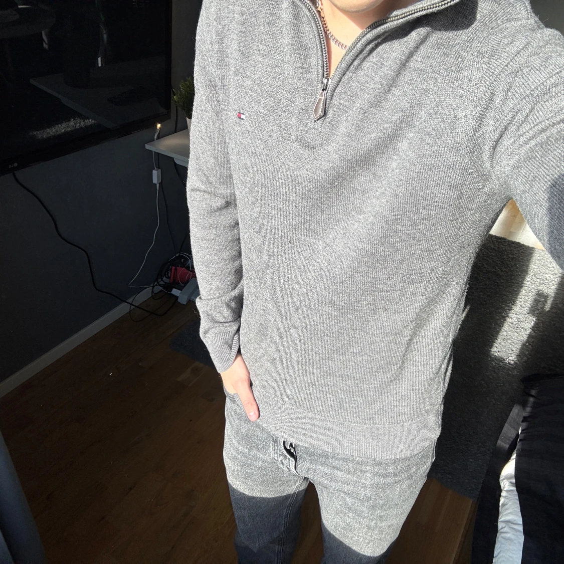 Grå half zip tröja Tommy Hilfiger - 1