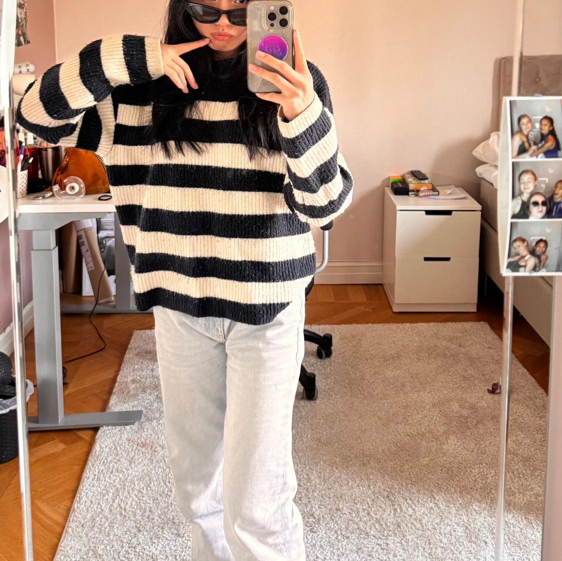 Randig stickad tröja från Monki